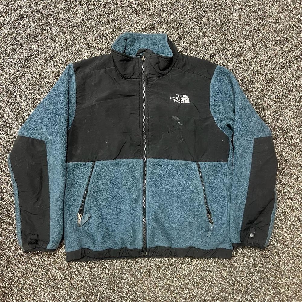 The North Face Light Fleece Jacket Black And Blue Full Zip Up Womans Small/med